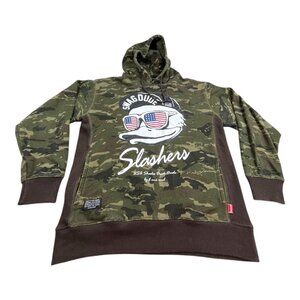 Duck Dude By B ONE SOUL Hoodie Sweatshirt Men L Green Camo Slashers USA Shades